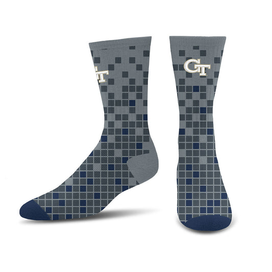Georgia Tech Digi Crew Socks in Navy - Front View