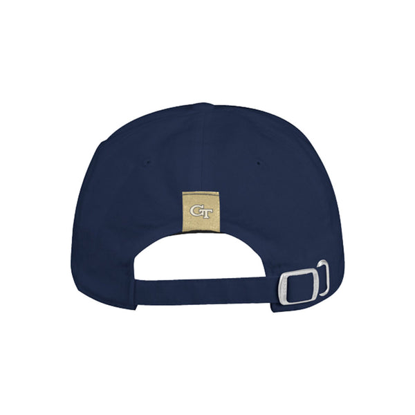 Georgia Tech Yellow Jackets Adidas Slouch Baseball Unstructured Adjustable Hat in Navy - Back View