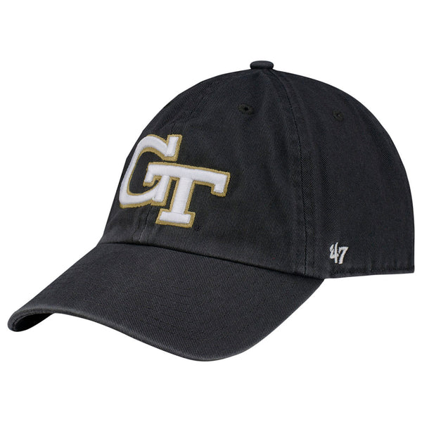 Georgia Tech Yellow Jackets Cleanup Adjustable Hat in Charcoal - Front/Side View