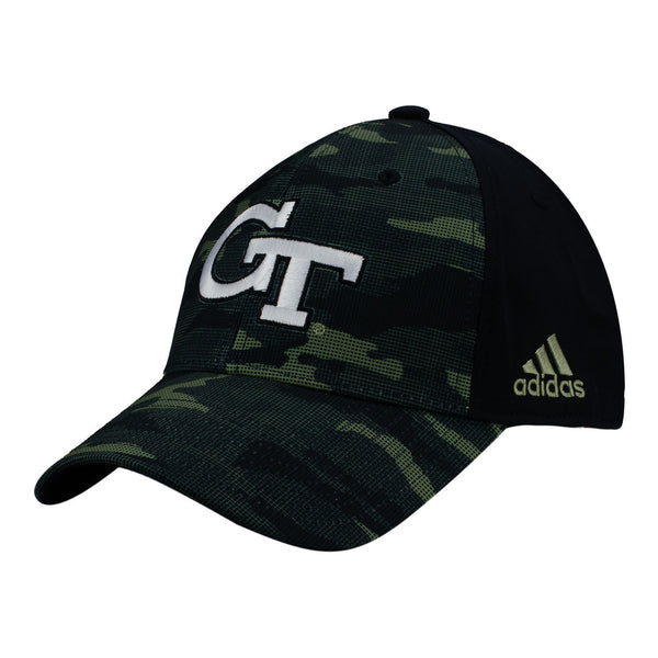 Georgia Tech Yellow Jackets Adidas Primary Logo Camouflage Flex Hat - Left View