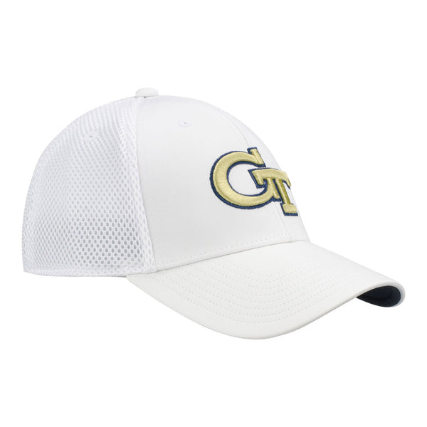 Georgia Tech Yellow Jackets Adidas Coach Mesh Back White Adjustable Hat - Front Right View