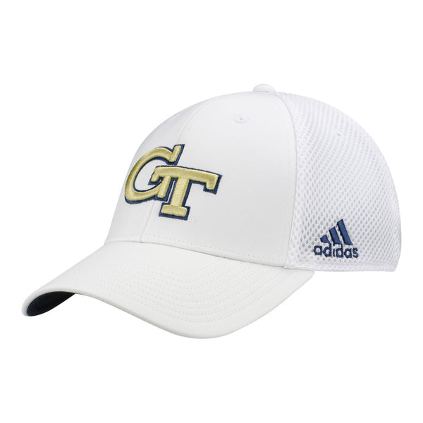 Georgia Tech Yellow Jackets Adidas Coach Mesh Back White Adjustable Hat - Front Left View