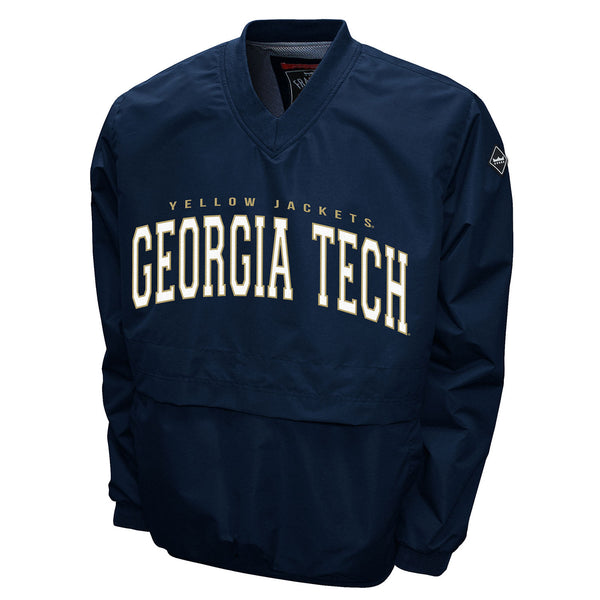 Georgia Tech Yellow Jackets Windshell V-Neck Pullover Jacket in Navy - Front View