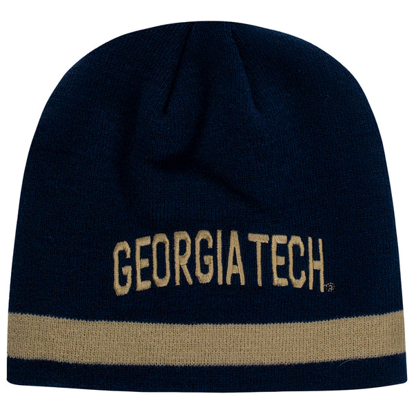 Georgia Tech Yellow Jackets Adidas Wordmark Navy Knit Hat - Front View