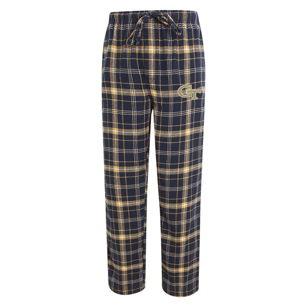 Georgia Tech Yellow Jackets Plaid Flannel Navy Pant - Front View