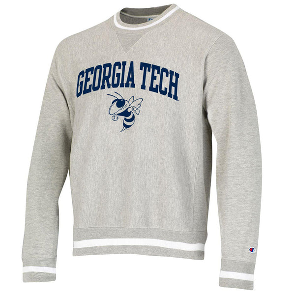 Georgia Tech Yellow Jackets Superfan Vintage Wash Crew in Grey - Front View