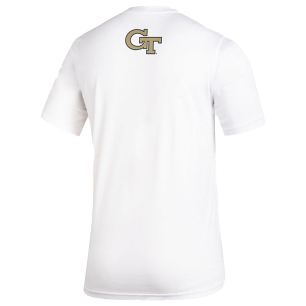 Georgia Tech Adidas Basketball Fastboard White T-Shirt - Back View