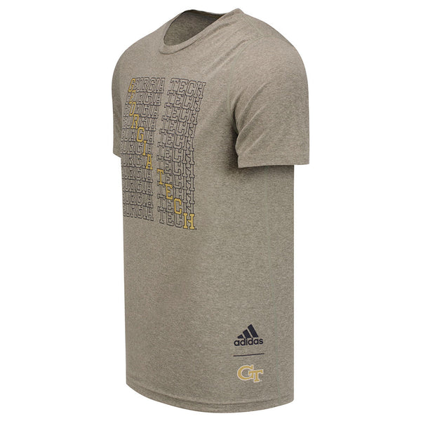 Georgia Tech Adidas Creater Repeating Words T-Shirt in Grey - Side  View