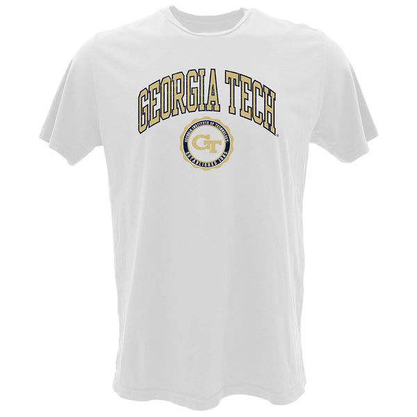 Georgia Tech Yellow Jackets Vintage Seal T-Shirt in White - Front View