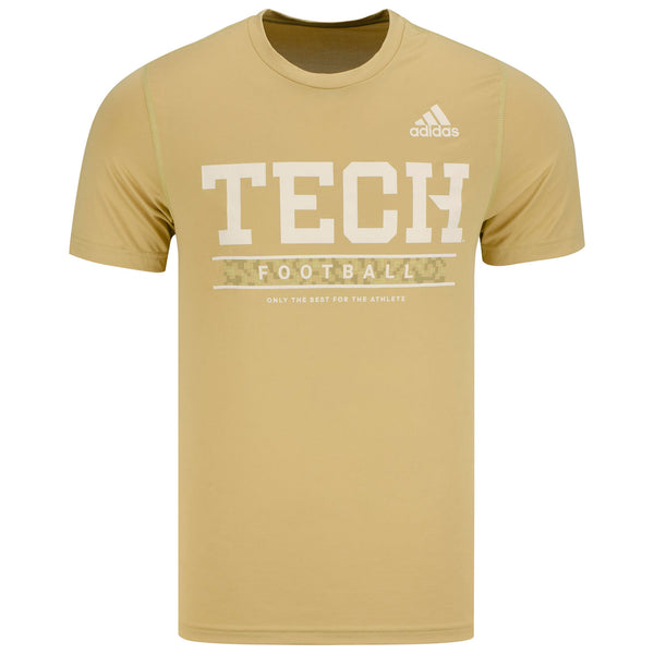 Georgia Tech Yellow Jackets Adidas Creator Tech Football T-Shirt in Gold - Front View