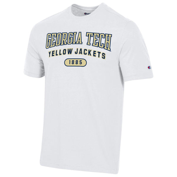 Georgia Tech Yellow Jackets Super Fan Twill Applique T-Shirt in White - Front View