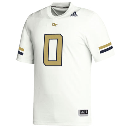 Georgia Tech Adidas Replica White #0 Football Jersey - Front View