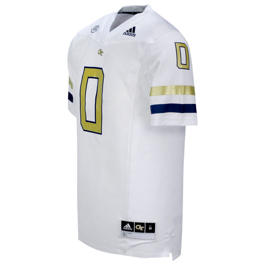 Georgia Tech Adidas Premier White #0 Football Jersey - Side View