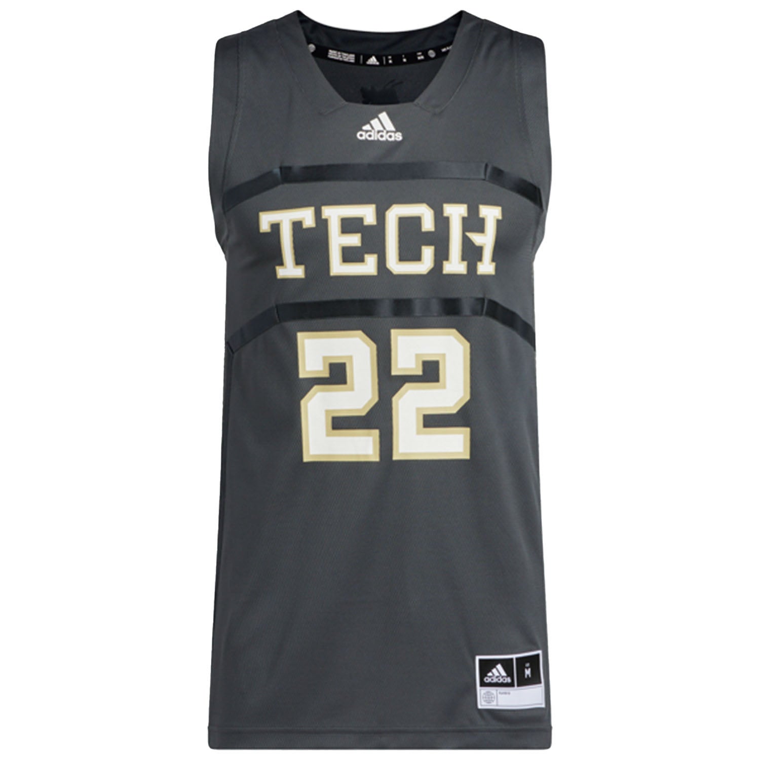 Georgia Tech Adidas Swingman #22 Grey Jersey - Front View