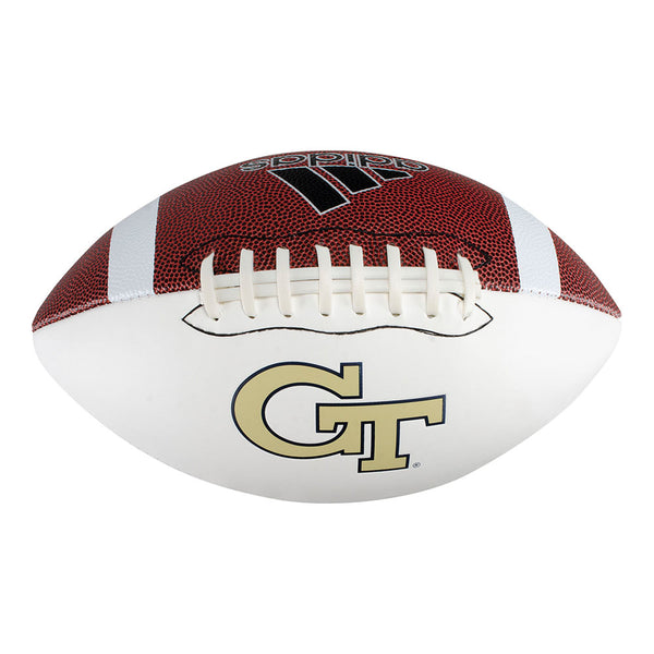 Georgia Tech Adidas Full Size Autograph Football in Brown and White - Front View