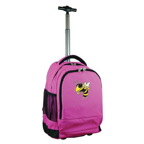Georgia Tech Yellow Jackets Premium Wheeled Backpack in Pink - Front View