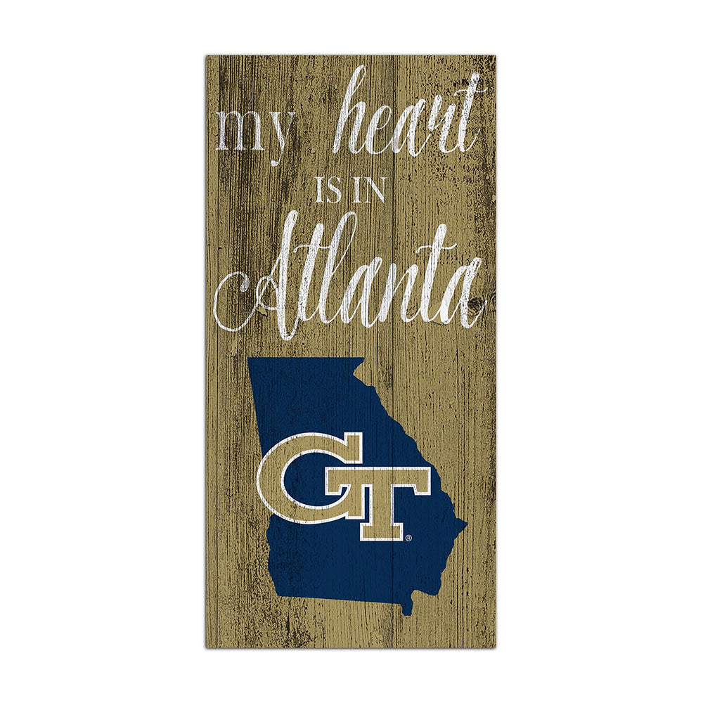 Georgia Tech Yellow Jackets 6" x 12" My Heart Sign