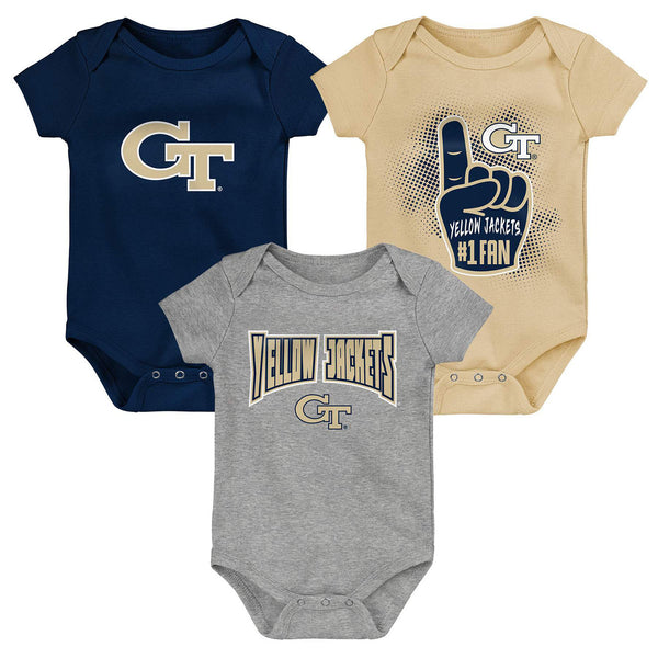 Infant Georgia Tech 3 Pack Game On Onesies - All Three Styles - Front View