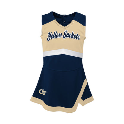 Infant Georgia Tech Yellow Jackets Cheer Captain Set in Navy and Gold - Front and Back View