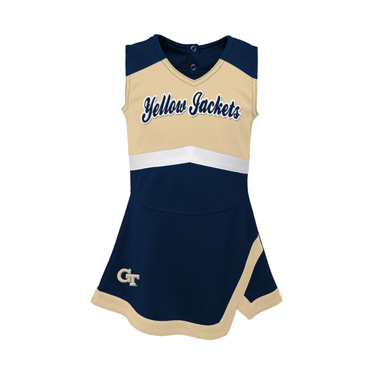 Infant Georgia Tech Yellow Jackets Cheer Captain Set in Navy and Gold - Front and Back View