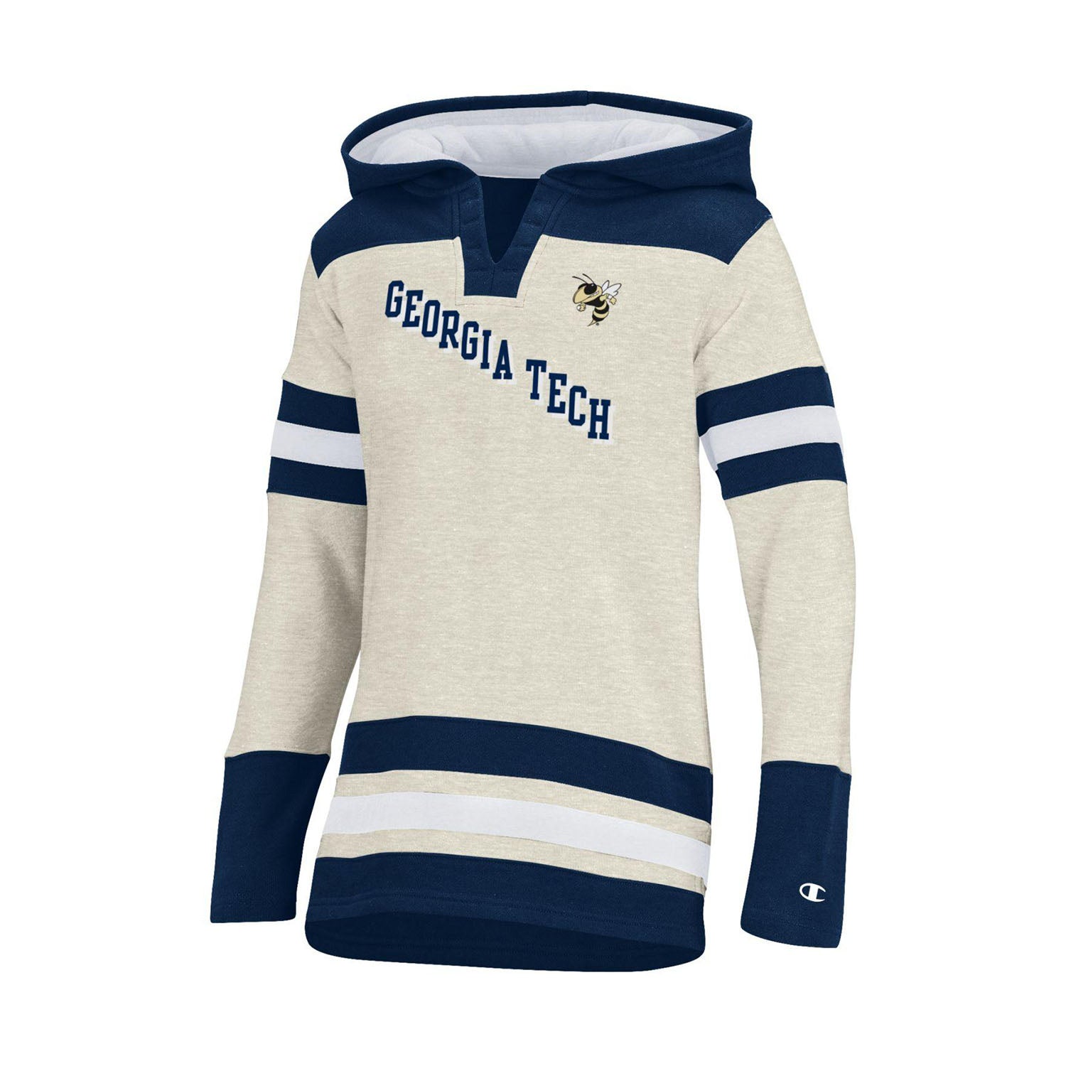 Youth Georgia Tech Yellow Jackets Super Fan Hockey Hood in Oatmeal - Front View