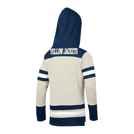 Youth Georgia Tech Yellow Jackets Super Fan Hockey Hood in Oatmeal - Back View
