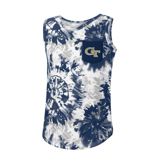 Girls Georgia Tech Reappearing T-Shirt in White, Blue, and Grey - Front View