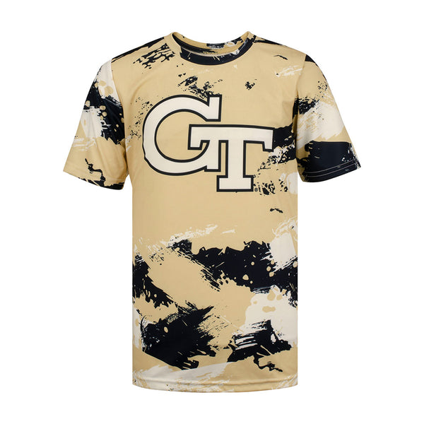 Youth Georgia Tech Yellow Jackets Cross Pattern T-Shirt in Gold - Front View