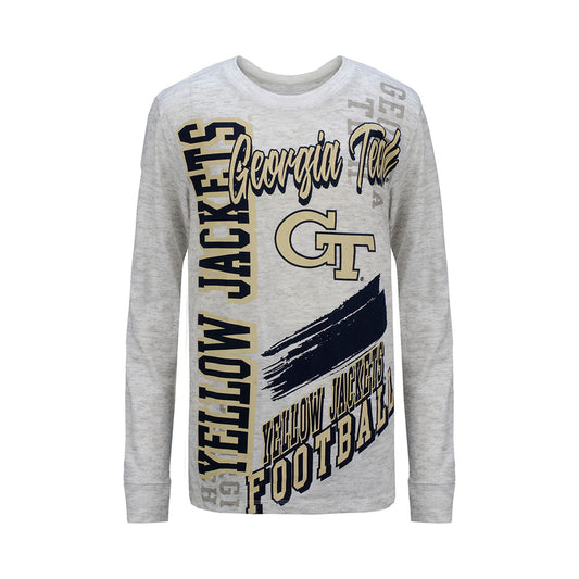 Youth Georgia Tech Yellow Jackets Game Day Vibes T-Shirt in Grey - Front View