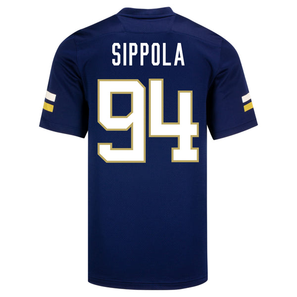 Georgia Tech Adidas Football Student Athlete #94 Chase Sippola Navy Football Jersey - Back View